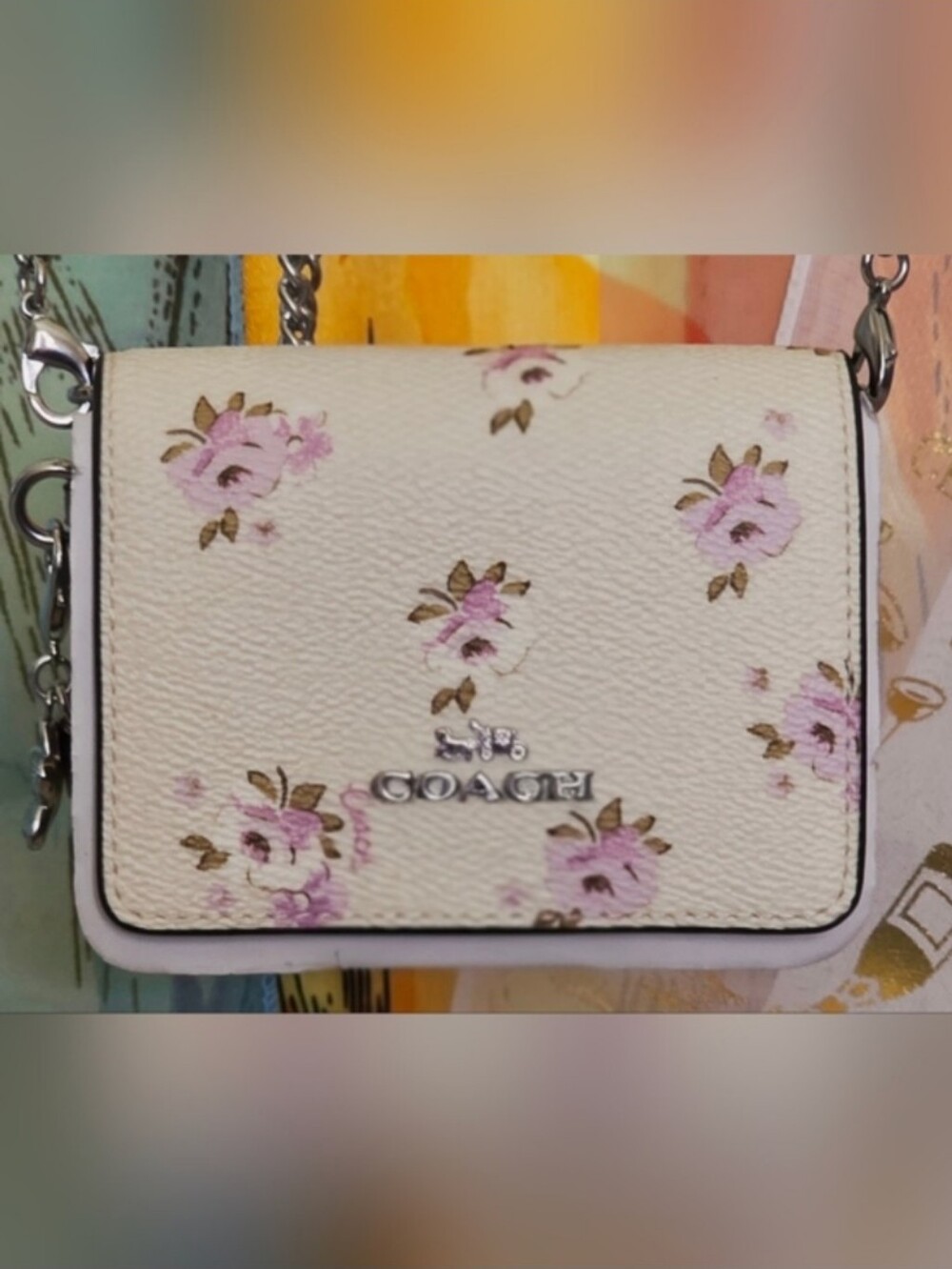 Coach Floral Print Leather Crossbody Bag in Cream and Pink NWT I'm